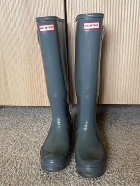 Hunter Original Tall Rain Boots Gray Matte Women’s US 9 Waterproof eu40/41